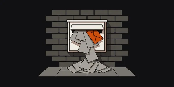 Illustration: Ein überquellender Briefkasten voller gleichförmiger grauer Werbezettel; dazwischen steckt ein einzelner oranger Umschlag.