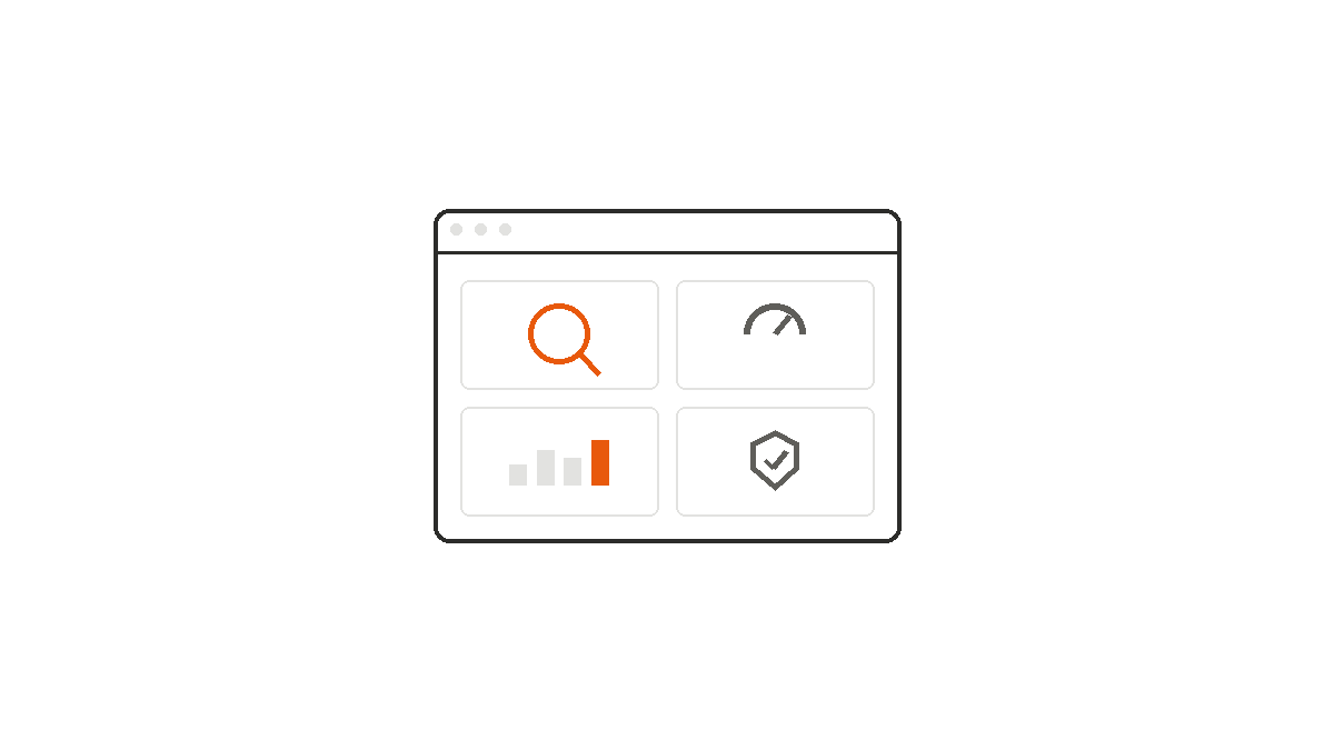 Dashboard mit vier Analyse-Tools zur Rankings-Auswertung